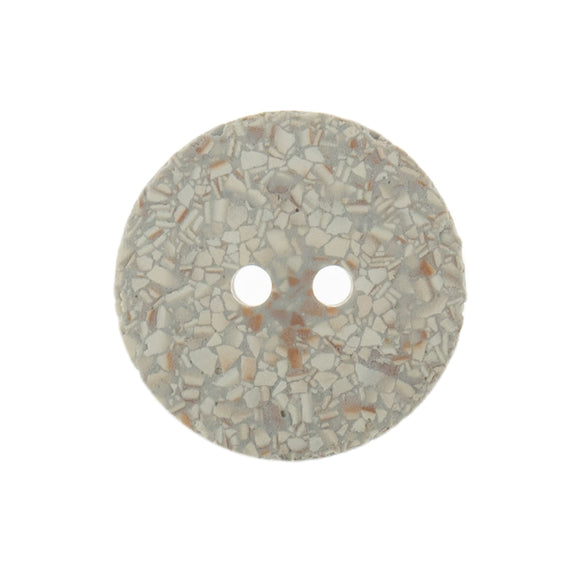 Button 18mm Round 2 Hole Recycled Eggshell Silver Grey