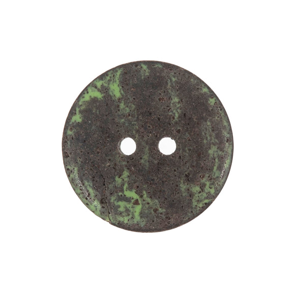 Button 18mm Round 2 Hole Recycled Coffee Bean Green/Black