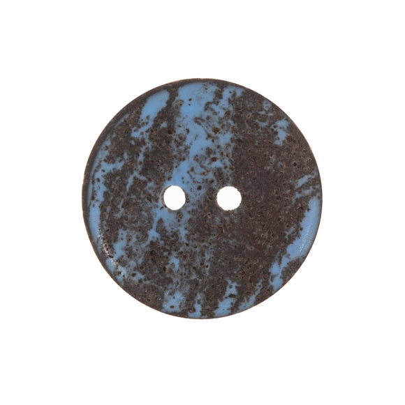 Button 18mm Round 2 Hole Recycled Coffee Bean Blue/Black