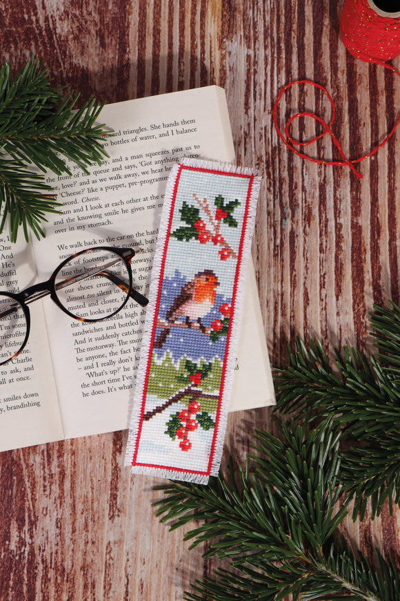 Cross Stitch Kit - Bookmark - Christmas Robin