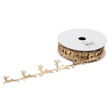 Ribbon 30mm Reindeers Metallic Gold