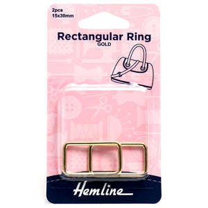 Rectangle Rings 30mm Gold - 2 pieces