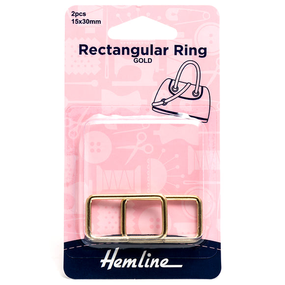 Rectangle Rings 30mm Gold - 2 pieces