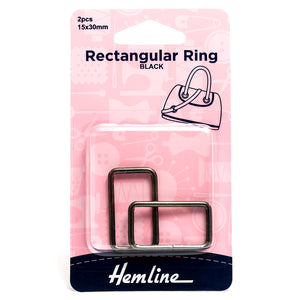 Rectangle Rings 30mm Nickel Black - 2 pieces