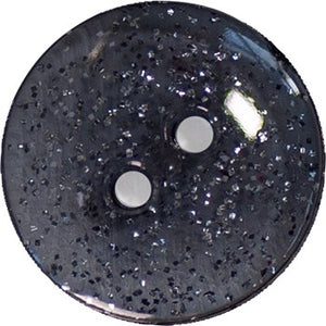 Button 15mm Round Glitter in Black