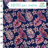 Cotton Batik Leaves Pink/Purple by John Louden