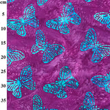 Cotton Batik Turquoise Butterflies by John Louden