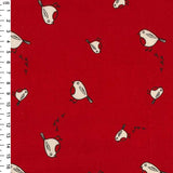 Cotton Christmas Little Red Robins on Red