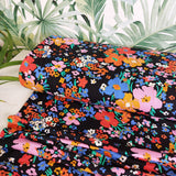 Jersey Bright Florals Royals on Black (Viscose) (Deadstock)