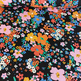 Jersey Bright Florals Royals on Black (Viscose) (Deadstock)