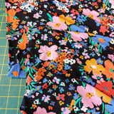 Jersey Bright Florals Royals on Black (Viscose) (Deadstock)