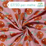 Jersey Happy Apples on Pink (Cotton)