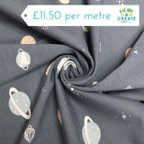 Jersey Planets on Blue (Cotton)