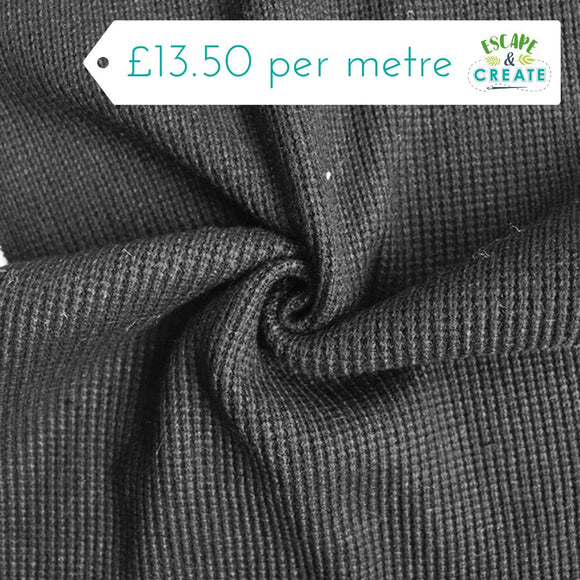 Woolly Knit Viscose Blend Waffle in Black
