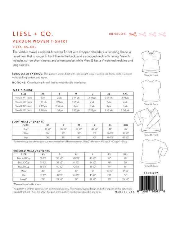 Liesl & Co Verdun Woven T-Shirt Pattern