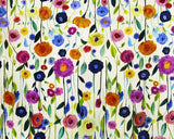 Linen Viscose Blend Painted Flowers by Little Johnny