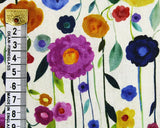 Linen Viscose Blend Painted Flowers by Little Johnny