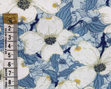 Linen Viscose Blend Floral Wedgewood by Little Johnny