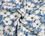 Linen Viscose Blend Floral Wedgewood by Little Johnny