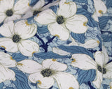 Linen Viscose Blend Floral Wedgewood by Little Johnny