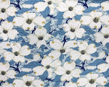 Linen Viscose Blend Floral Wedgewood by Little Johnny