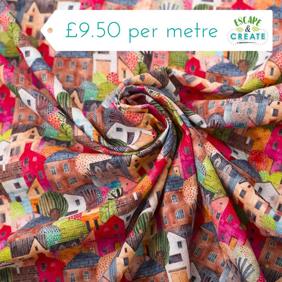 Needlecord (100% Cotton) Townhouses by Little Johnny