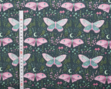 Needlecord (100% Cotton) Butterflies on Dark Green by Little Johnny
