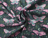 Needlecord (100% Cotton) Butterflies on Dark Green by Little Johnny