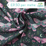 Needlecord (100% Cotton) Butterflies on Dark Green by Little Johnny
