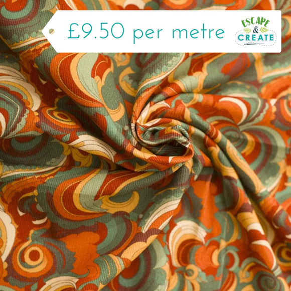 Needlecord (100% Cotton) Retro Waves by Little Johnny