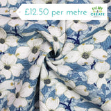 Linen Viscose Blend Floral Wedgewood by Little Johnny