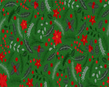 Polycotton Christmas Poinsettias on Green