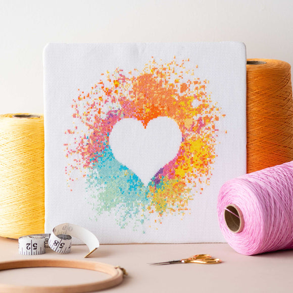 Cross Stitch Kit - Watercolour Heart by Meloca Designs