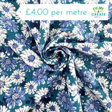 Polycotton Mindy Florals Gerba Teal