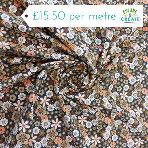 Needlecord (100% Cotton) Retro Floral Forest