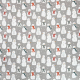 Cotton (Panama Canvas) Christmas The Snowman on Grey