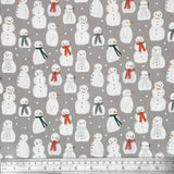 Cotton (Panama Canvas) Christmas The Snowman on Grey
