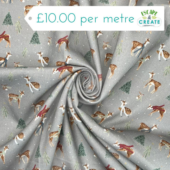 Cotton (Panama Canvas) Winter Deers