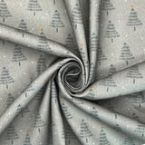 Cotton (Panama Canvas) Christmas Trees Grey