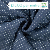Pre-Quilted Fabric in Navy with Polka Dots