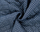 Pre-Quilted Fabric in Navy with Polka Dots