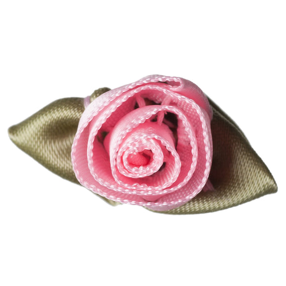 Rose: Large with Green Leaves in Rose Pink