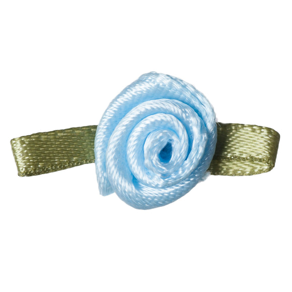 Rose: Small with Green Leaves in Light Blue