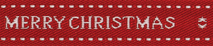 Ribbon 15mm Merry Christmas Natural on Red