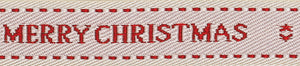 Ribbon 15mm Merry Christmas in Red on Natural