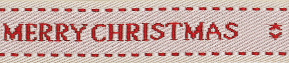 Ribbon 15mm Merry Christmas in Red on Natural