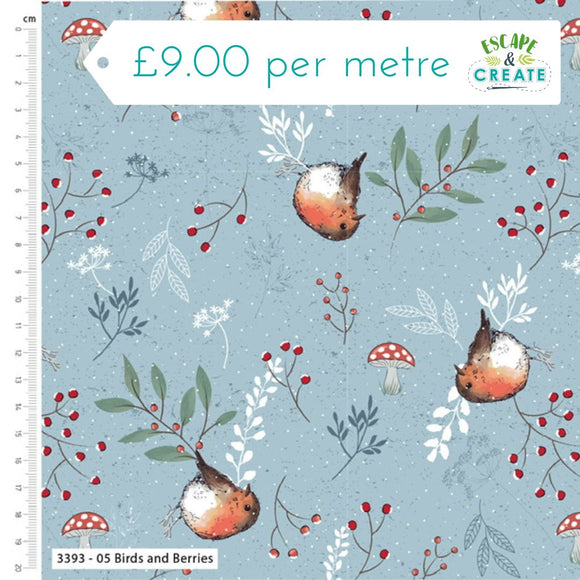 Craft Cotton Co Little Red Robin Bird & Berries