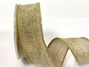 Ribbon Faux Burlap with Wired Edge 38mm in Natural