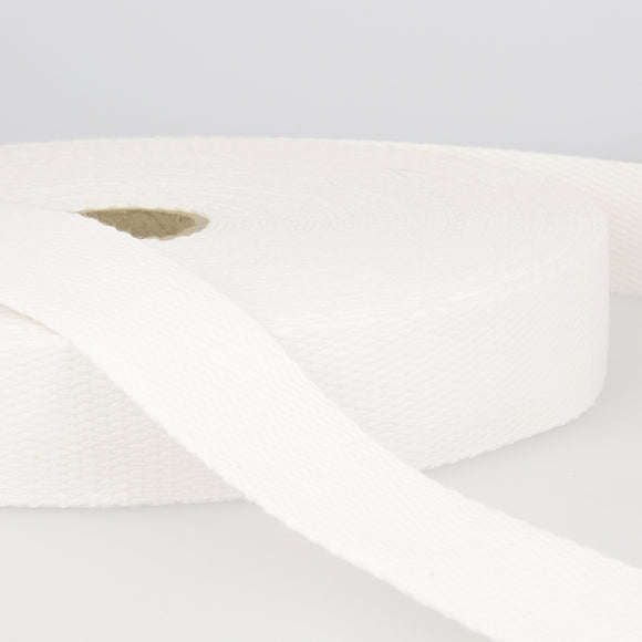 Webbing Tape 25mm (Cotton) in White