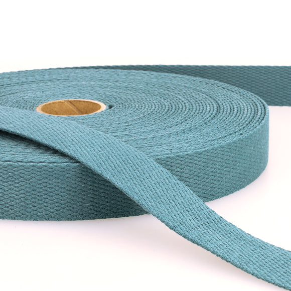 Webbing Tape 25mm (Cotton) in Mineral Blue